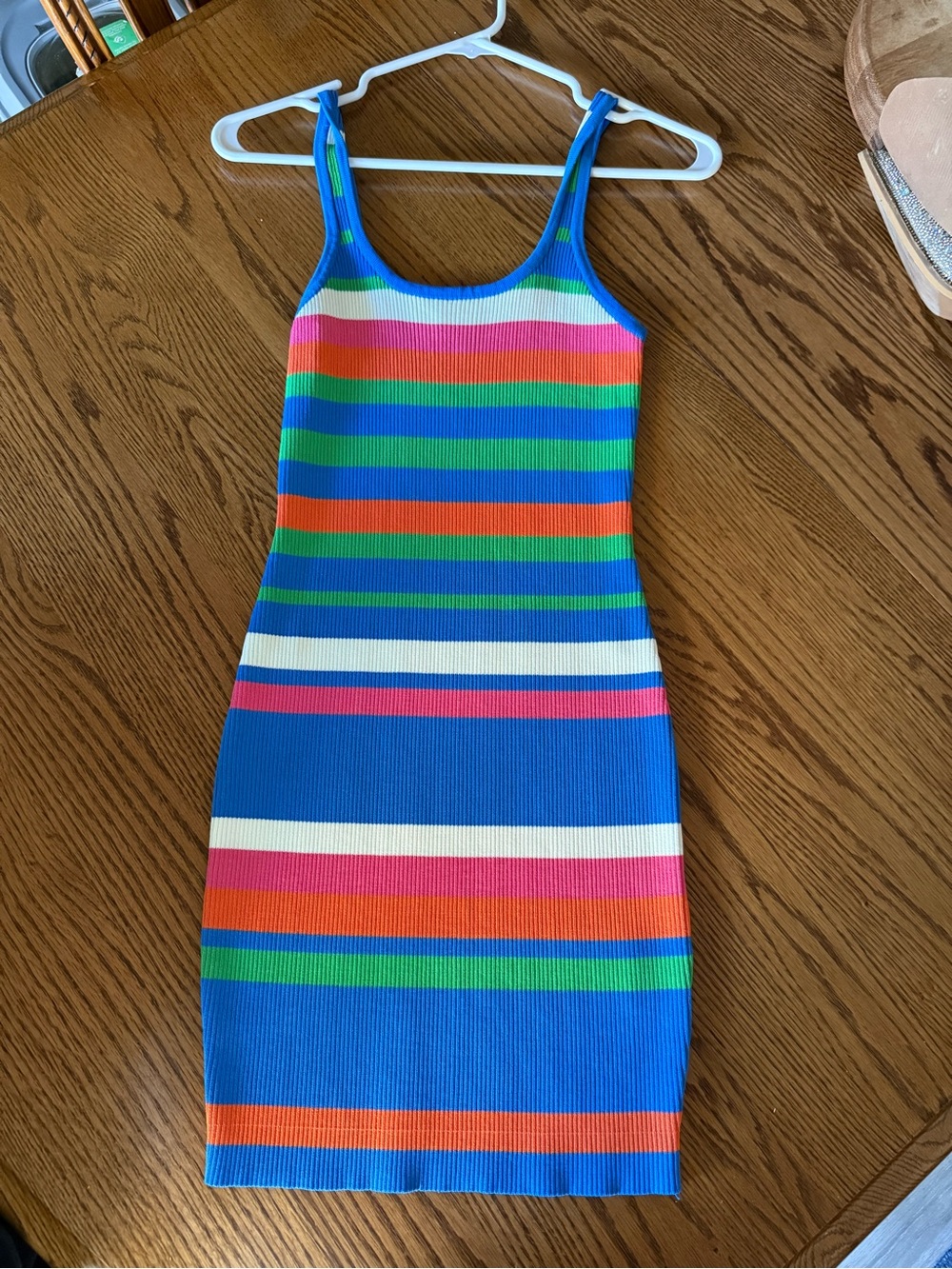 Dreamers Bright Multicolor Striped Ribbed Mini Dress